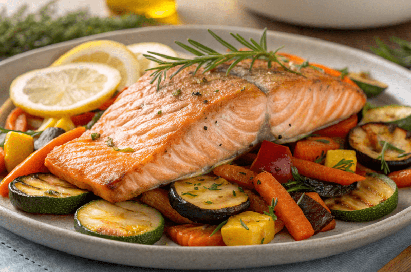 Baked Salmon with Roasted Vegetables