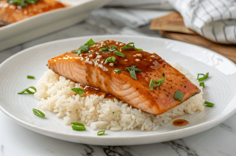 Honey Garlic Salmon with Rice