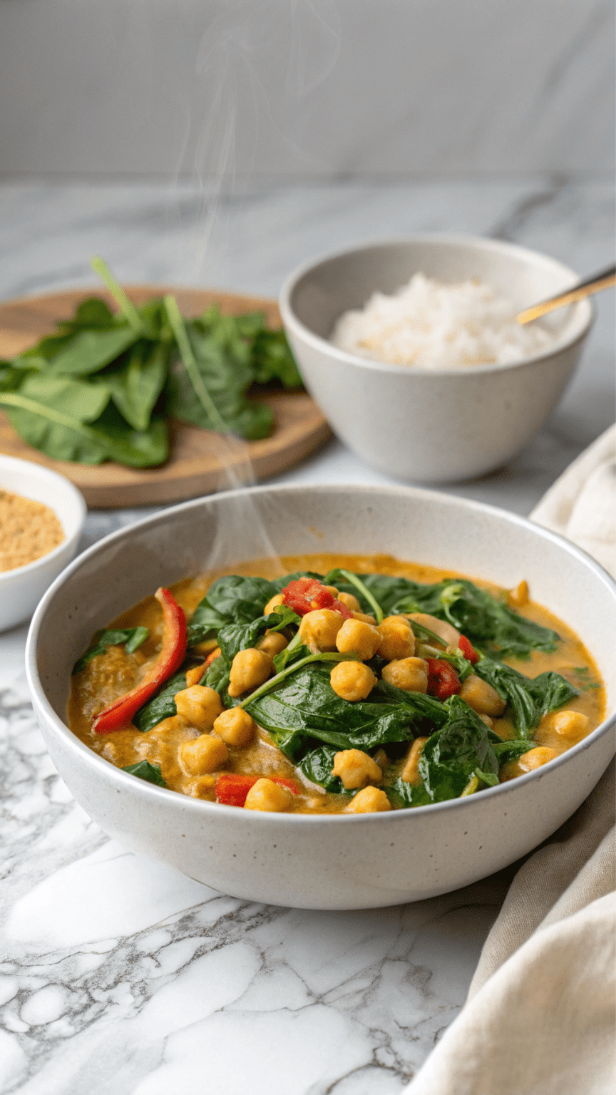 20-Minute Coconut Chickpea & Spinach Curry