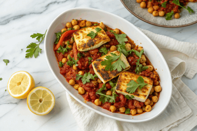 Mediterranean Chickpea & Halloumi Bake