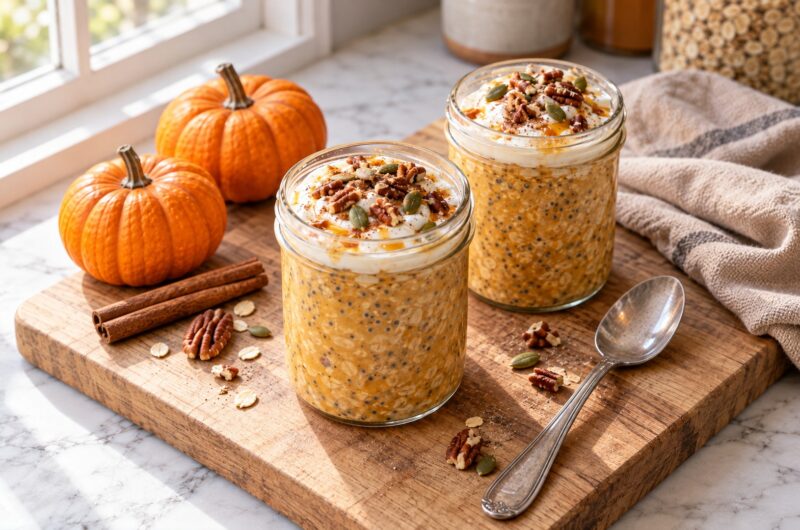 High-Protein Pumpkin Spice Overnight Oats